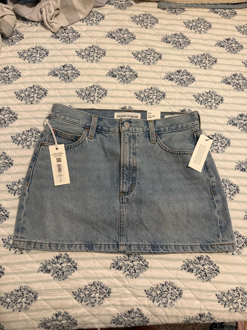 Aritzia Light Wash Denim Mini Skirt